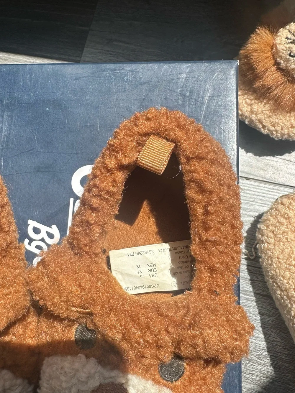 Kids Cozy Brown Teddy Slip-On Shoes